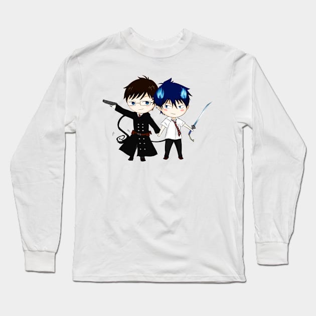 Rin & Yukio Chibi! Long Sleeve T-Shirt by Nayuki911